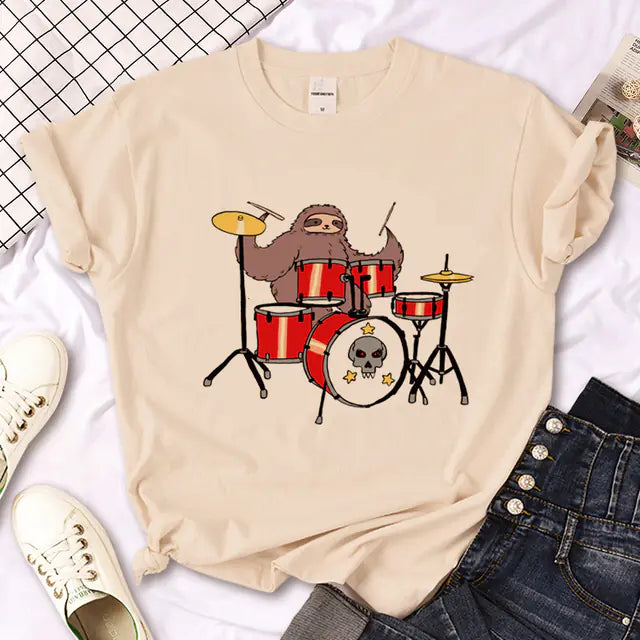 Sloth Graphic T-Shirt for Girls - Summer Streetwear