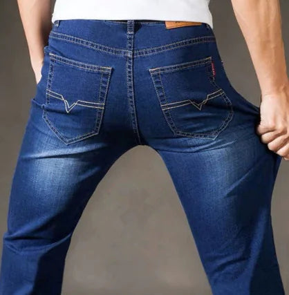 Men's Fall Slim Straight Casual Jeans - Mid-Waist