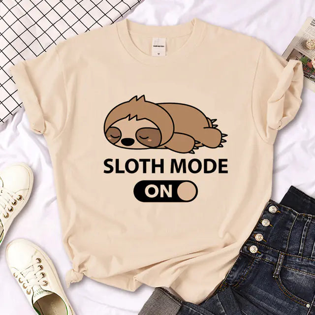 Sloth Graphic T-Shirt for Girls - Summer Streetwear