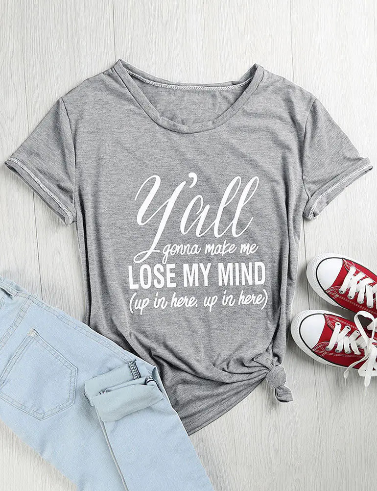 LOSEMYMIND Women's Trendy Graphic Tee Short Sleeve