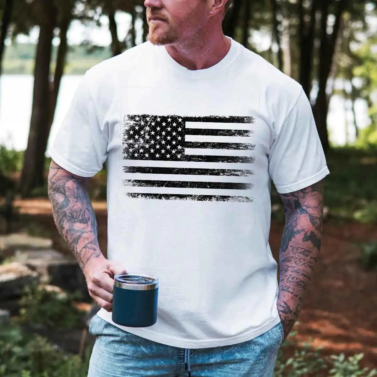 Rogue Style USA Distressed Flag Unisex T-Shirt