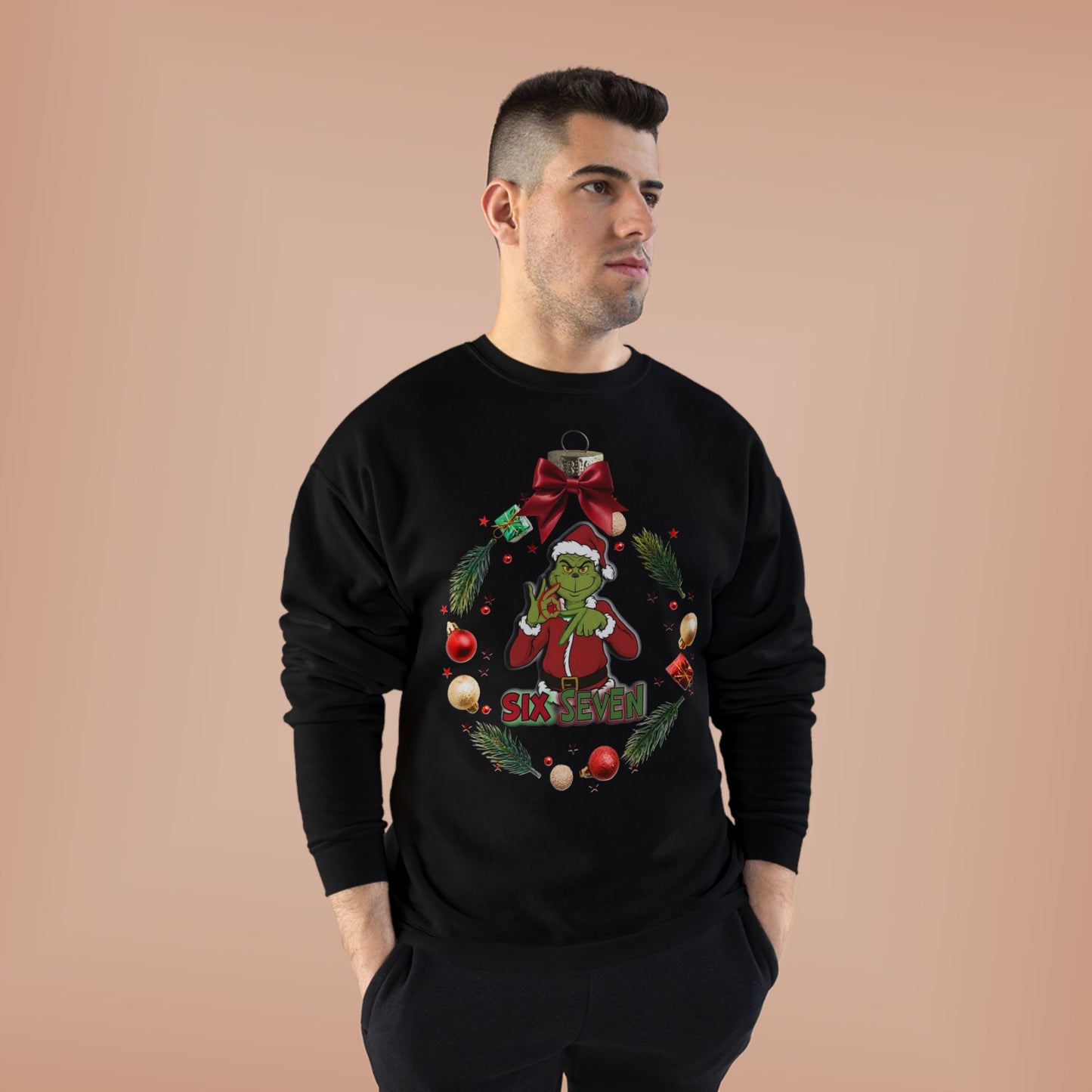 ‘Six Seven’ Christmas Wreath Crewneck Sweatshirt - "Stole Christmas" Holiday Pullover