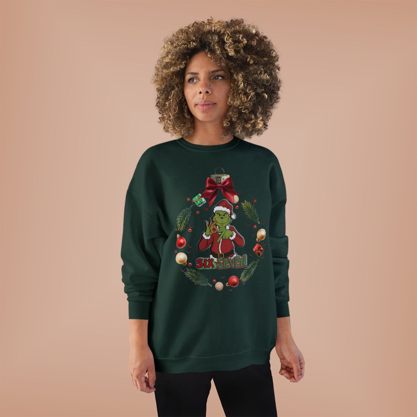 ‘Six Seven’ Christmas Wreath Crewneck Sweatshirt - "Stole Christmas" Holiday Pullover