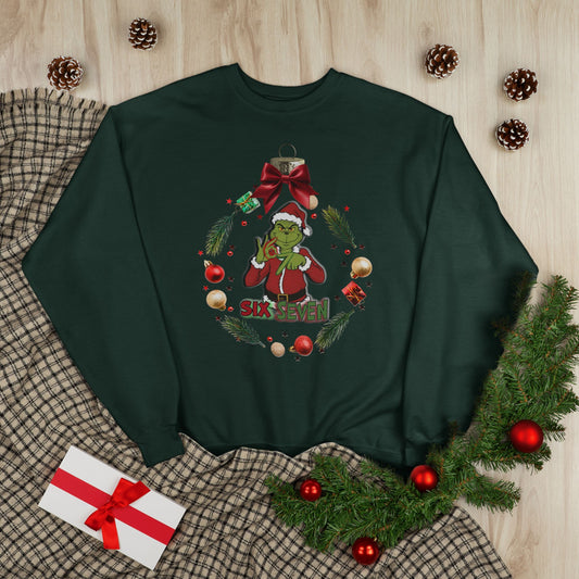 ‘Six Seven’ Christmas Wreath Crewneck Sweatshirt - "Stole Christmas" Holiday Pullover