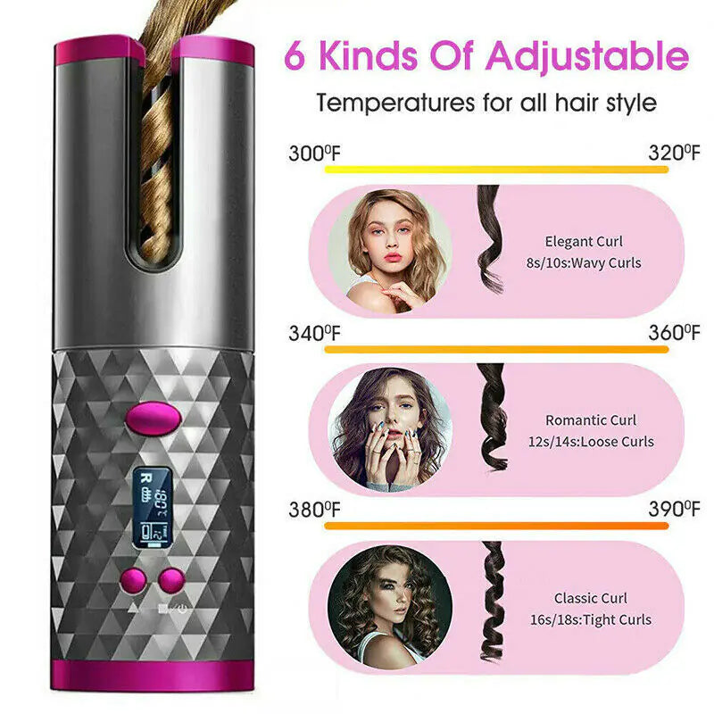 ✨ Cordless LCD Auto-Rotating Wireless Hair Curler ✨