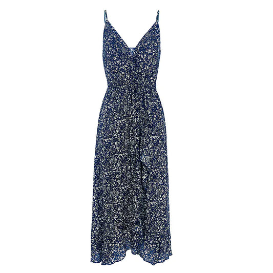 Sexy Floral Print Maxi Dress with Bow Straps