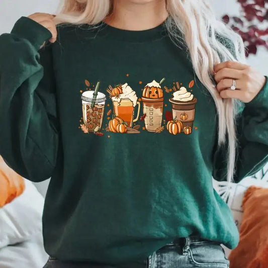 Pumpkin Spice Pullover Long Sleeve Sweater for Fall