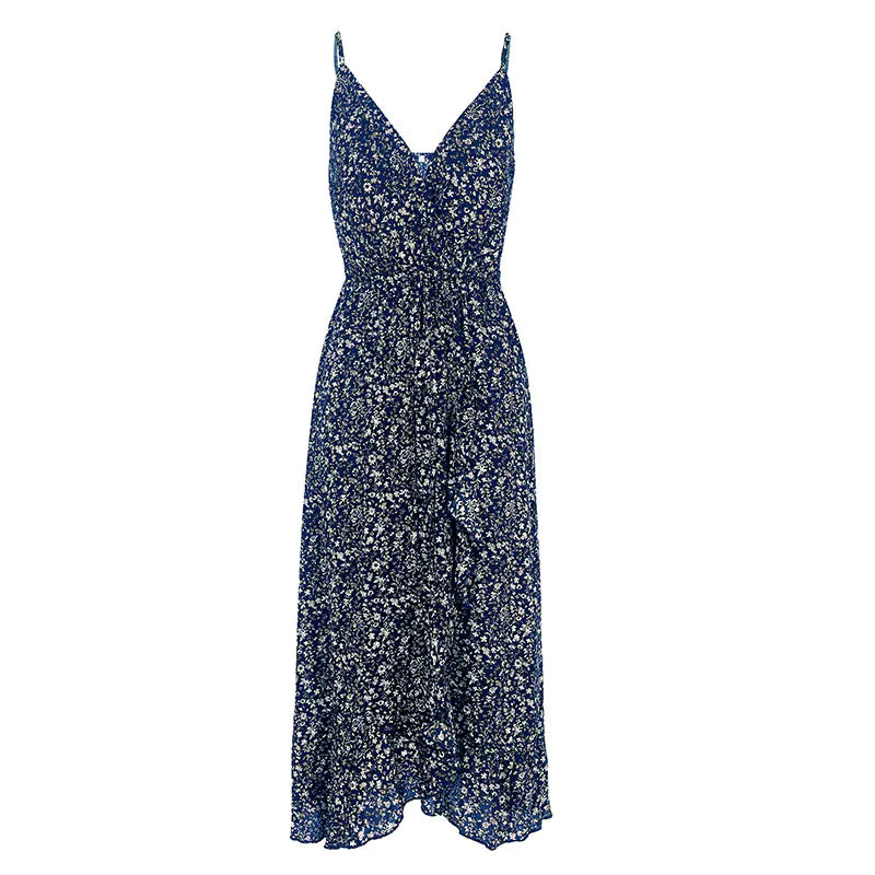 Sexy Floral Print Maxi Dress with Bow Straps