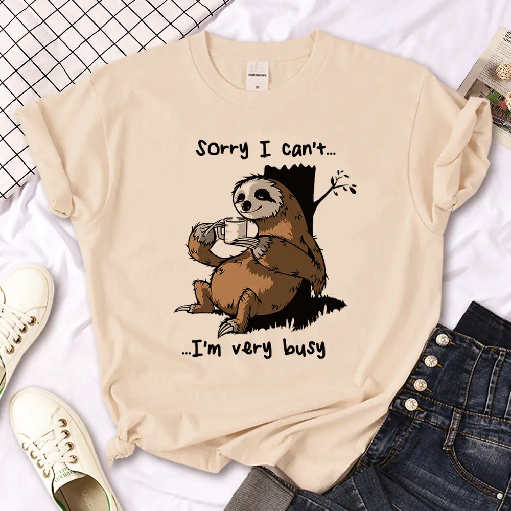 Sloth Graphic T-Shirt for Girls - Summer Streetwear