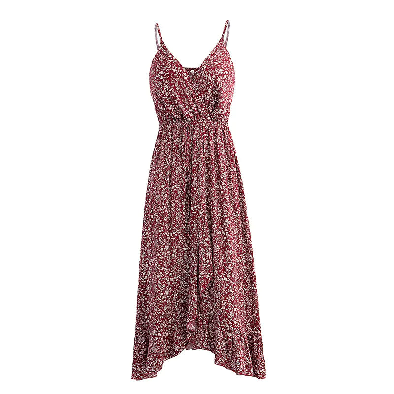 Sexy Floral Print Maxi Dress with Bow Straps