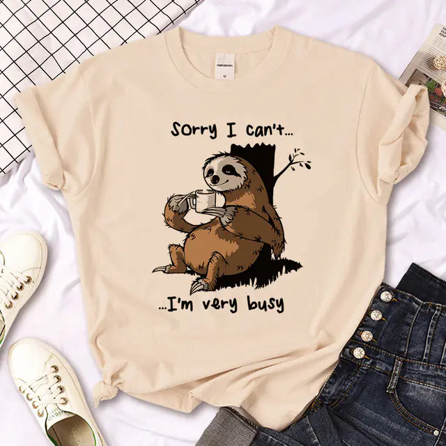 Sloth Graphic T-Shirt for Girls - Summer Streetwear