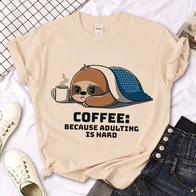 Sloth Graphic T-Shirt for Girls - Summer Streetwear