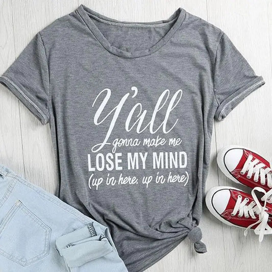 LOSEMYMIND Women's Trendy Graphic Tee Short Sleeve