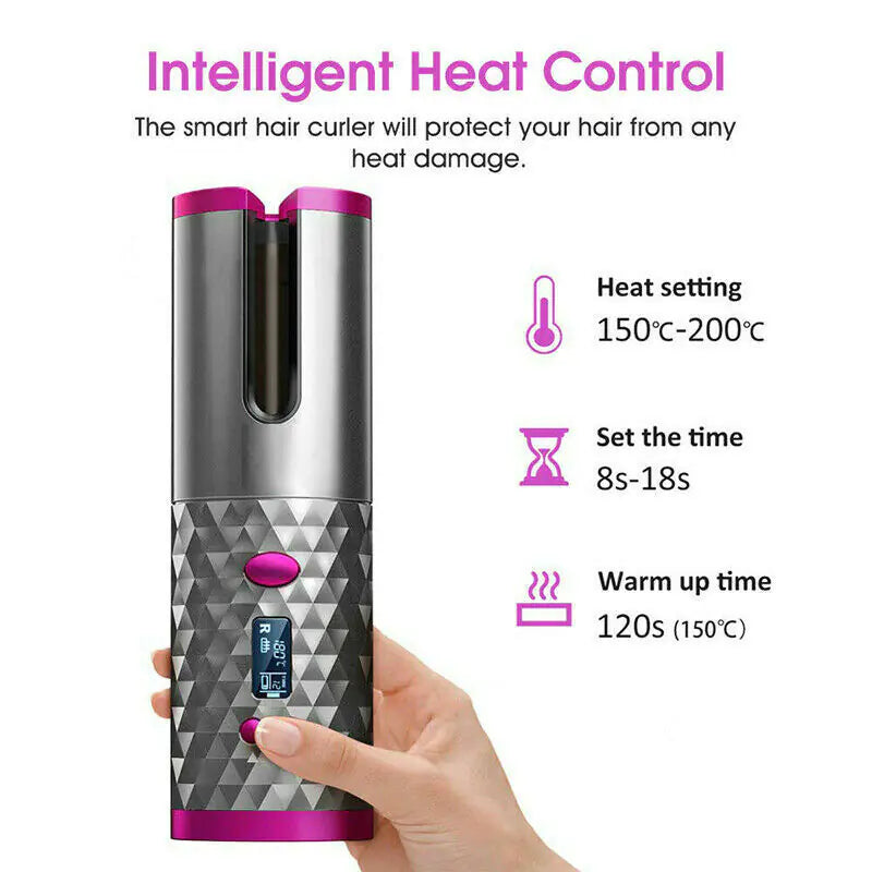 ✨ Cordless LCD Auto-Rotating Wireless Hair Curler ✨