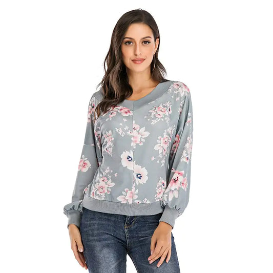 New Style Printed Women's Long Sleeve One Shoulder Sweater